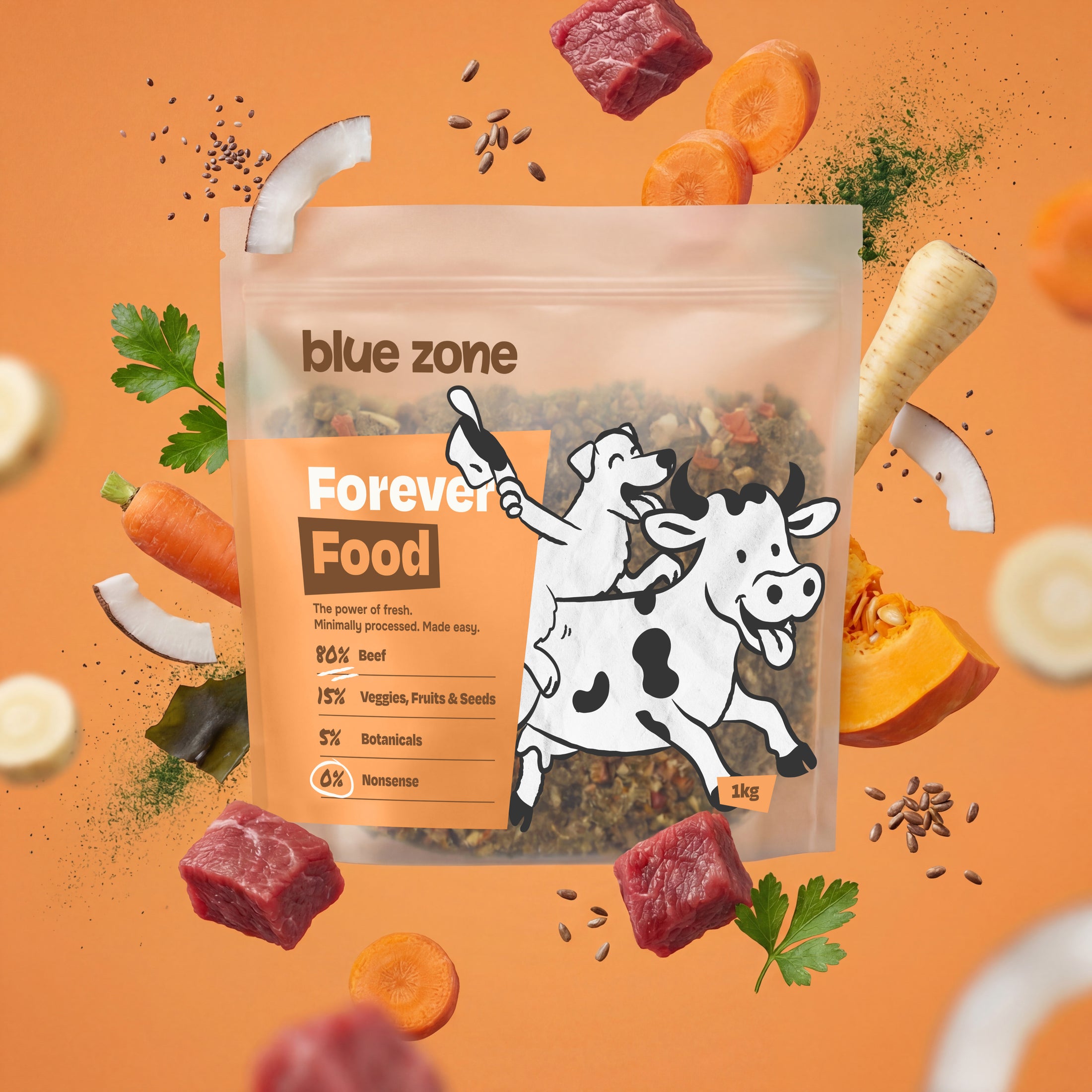 FOREVER FOOD - PILVĒRTĪGA ŽĀVĒTA BARĪBA SUŅIEM AR LIELLOPA GAĻU (1 KG)