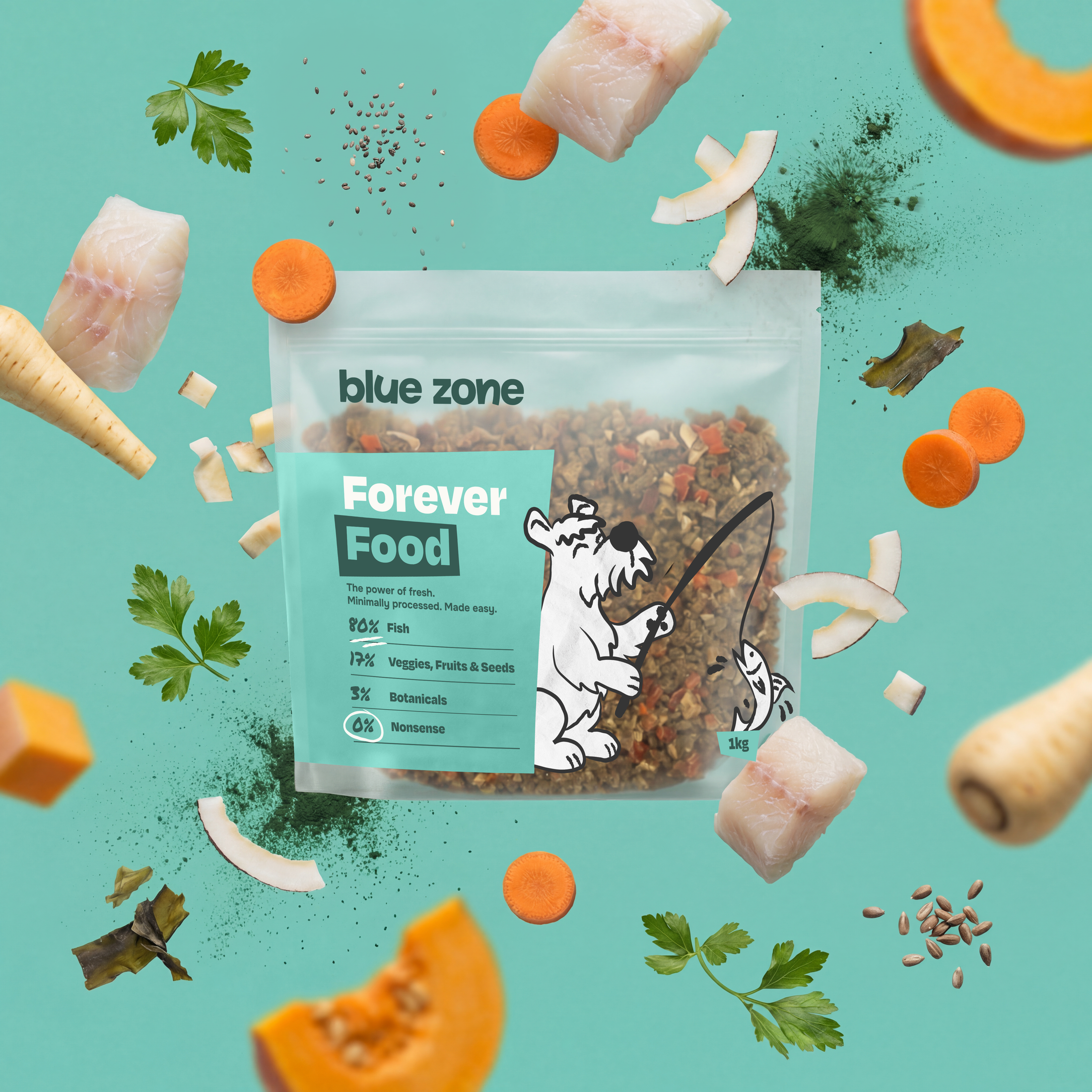 FOREVER FOOD - PILNVĒRTĪGA ŽĀVĒTA BARĪBA SUŅIEM AR ZIVĪM (1 KG)