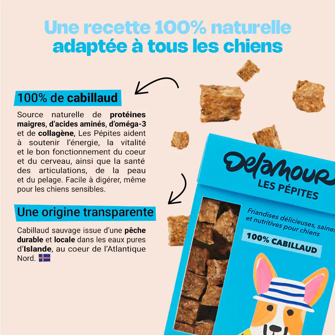 Les Pépites - žāvētas mencas uzkoda (50g)